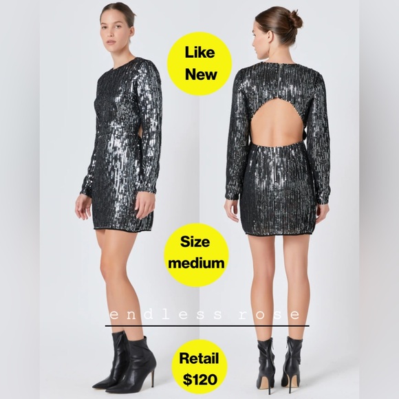 💎 ENDLESS ROSE Open Back Sequin Dress 💎 (Size Medium) - Picture 1 of 14